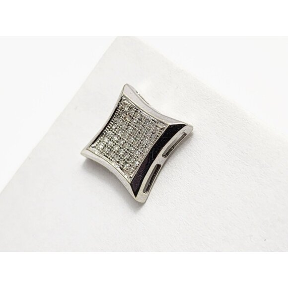 Unique Single 10K Solid White Gold Square Shaped Diamond Stud Earring - 0.25ct - Picture 9 of 12